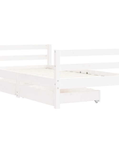 Încărcați imaginea în vizualizatorul Galerie, Cadru de pat copii cu sertare, alb, 80x160 cm, lemn masiv pin - Lando
