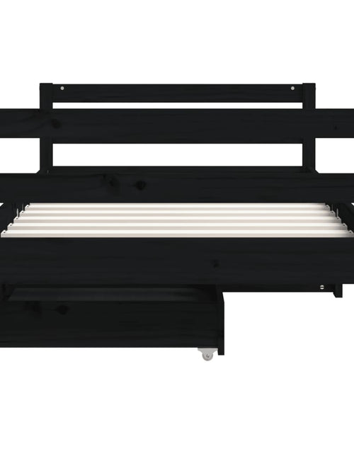 Загрузите изображение в средство просмотра галереи, Cadru de pat copii cu sertare, negru, 80x160 cm, lemn masiv pin - Lando
