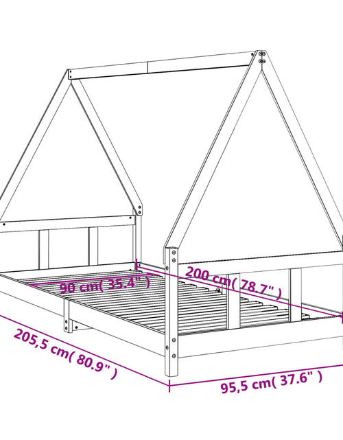 Încărcați imaginea în vizualizatorul Galerie, Cadru pat pentru copii, 90x200 cm, lemn masiv de pin - Lando
