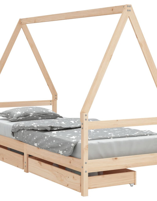 Încărcați imaginea în vizualizatorul Galerie, Cadru de pat cu sertare de copii, 90x200 cm, lemn masiv pin - Lando
