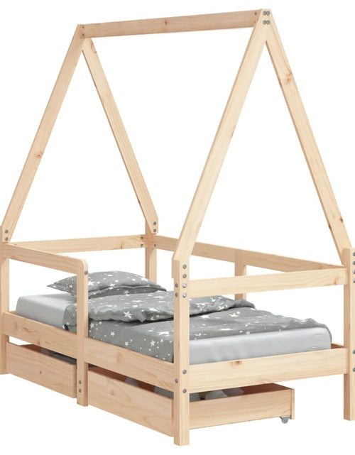 Încărcați imaginea în vizualizatorul Galerie, Cadru de pat cu sertare de copii, 70x140 cm, lemn masiv de pin - Lando
