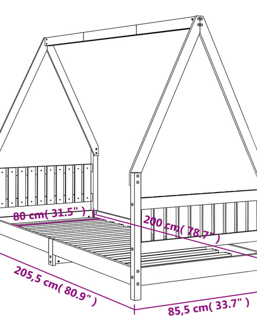 Загрузите изображение в средство просмотра галереи, Cadru de pat pentru copii, alb, 80x200 cm, lemn masiv de pin - Lando
