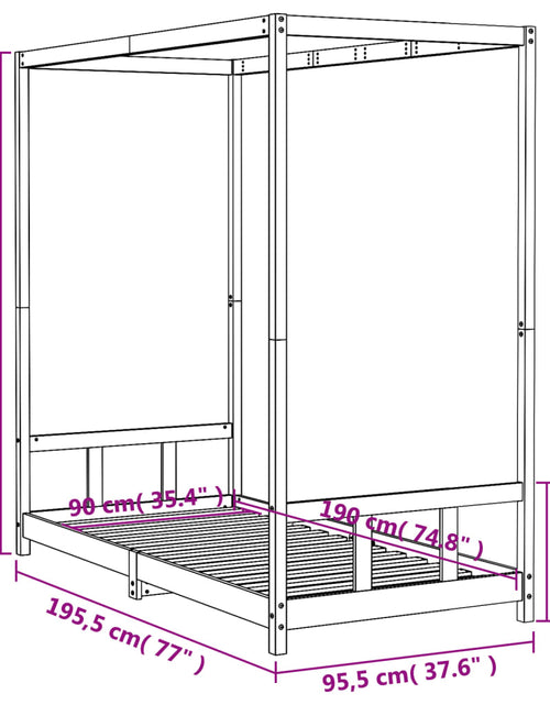 Încărcați imaginea în vizualizatorul Galerie, Cadru de pat pentru copii, 90x190 cm, lemn masiv de pin - Lando
