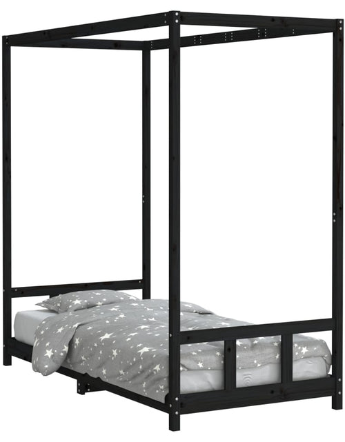 Încărcați imaginea în vizualizatorul Galerie, Cadru de pat pentru copii, negru, 90x190 cm, lemn masiv de pin - Lando
