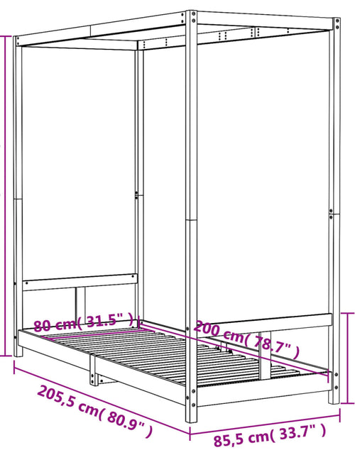 Încărcați imaginea în vizualizatorul Galerie, Cadru de pat pentru copii, 80x200 cm, lemn masiv de pin - Lando
