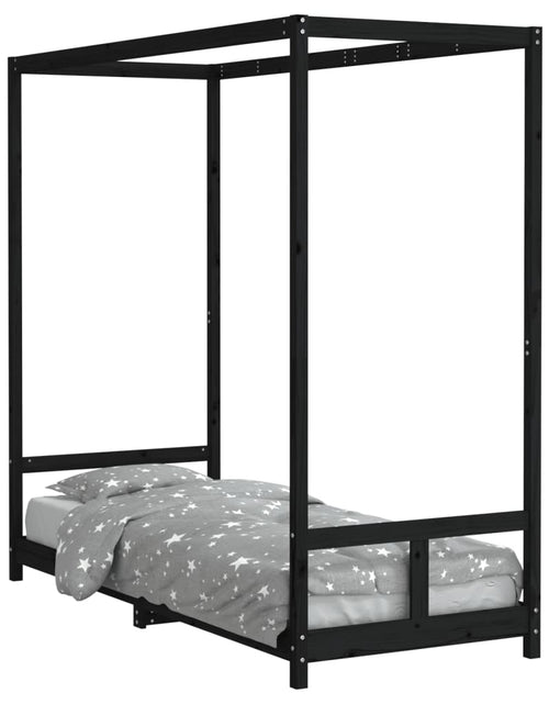Încărcați imaginea în vizualizatorul Galerie, Cadru de pat pentru copii, negru, 80x200 cm, lemn masiv de pin - Lando
