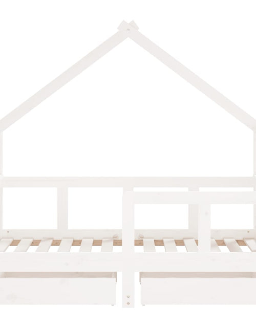 Загрузите изображение в средство просмотра галереи, Cadru de pat copii cu sertare, alb, 70x140 cm, lemn masiv pin - Lando
