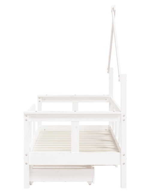 Încărcați imaginea în vizualizatorul Galerie, Cadru de pat copii cu sertare, alb, 70x140 cm, lemn masiv pin - Lando
