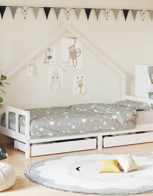 Загрузите изображение в средство просмотра галереи, Cadru de pat pentru copii, alb, 90x190 cm, lemn masiv de pin - Lando

