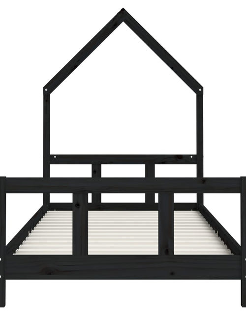 Загрузите изображение в средство просмотра галереи, Cadru de pat pentru copii, negru, 90x190 cm, lemn masiv de pin - Lando
