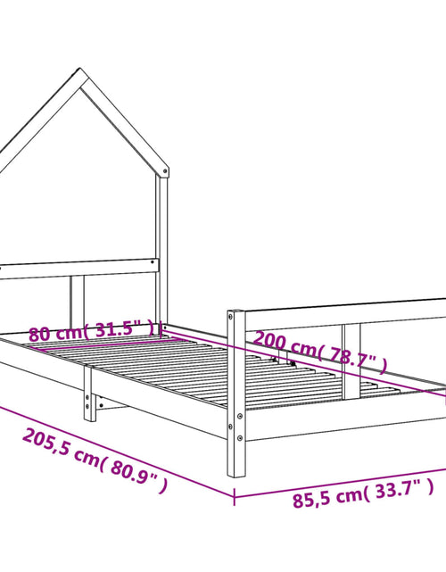Загрузите изображение в средство просмотра галереи, Cadru de pat pentru copii, alb, 80x200 cm, lemn masiv de pin - Lando
