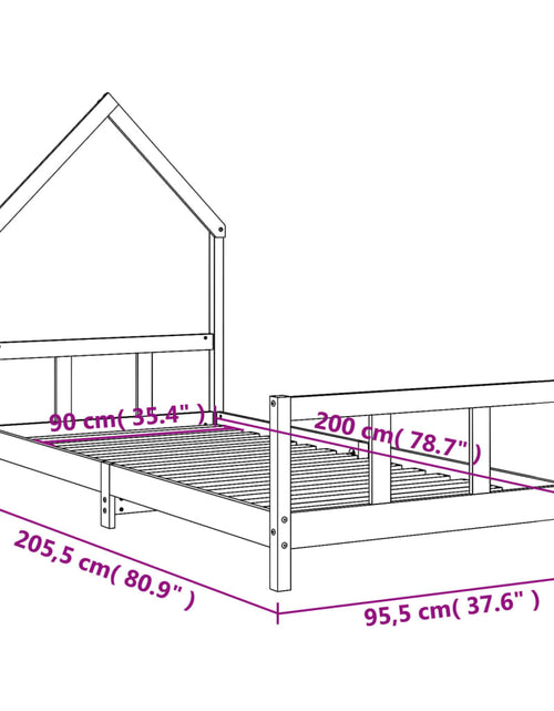 Încărcați imaginea în vizualizatorul Galerie, Cadru pat pentru copii, 90x200 cm, lemn masiv de pin - Lando
