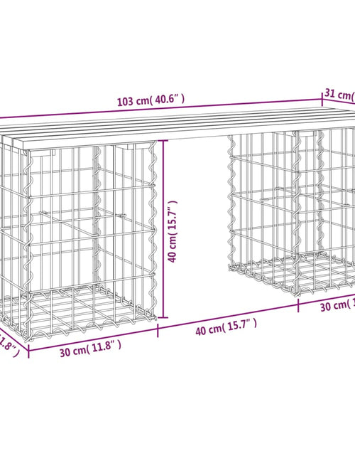 Загрузите изображение в средство просмотра галереи, Bancă de grădină, design gabion, 103x31x42 cm, lemn masiv pin
