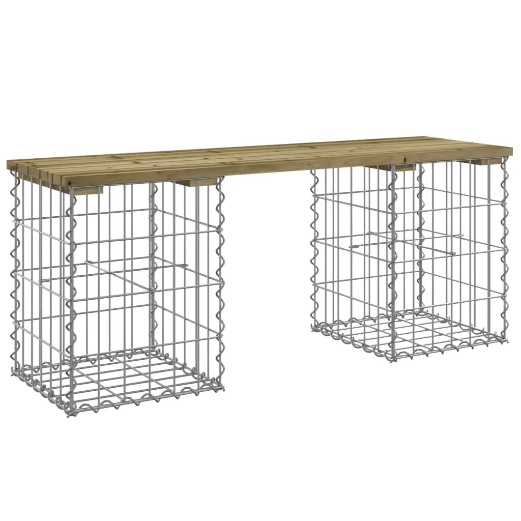 Bancă grădină, design gabion, 103x31x42 cm, lemn pin impregnat Lando - Lando