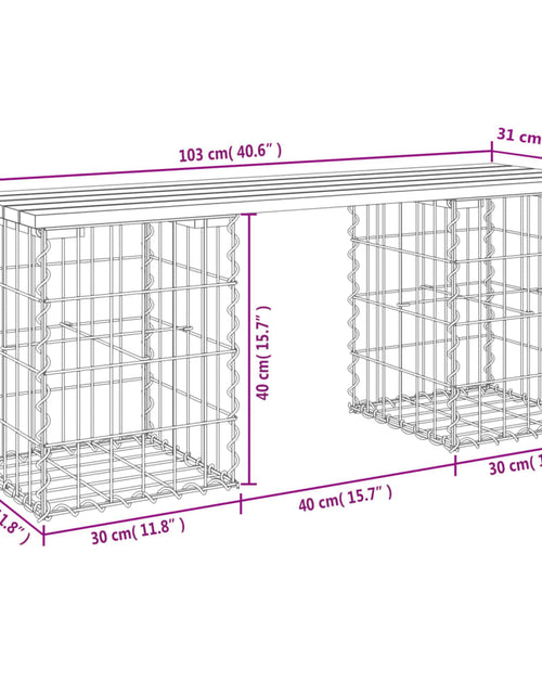 Загрузите изображение в средство просмотра галереи, Bancă grădină, design gabion, 103x31x42 cm, lemn pin impregnat Lando - Lando
