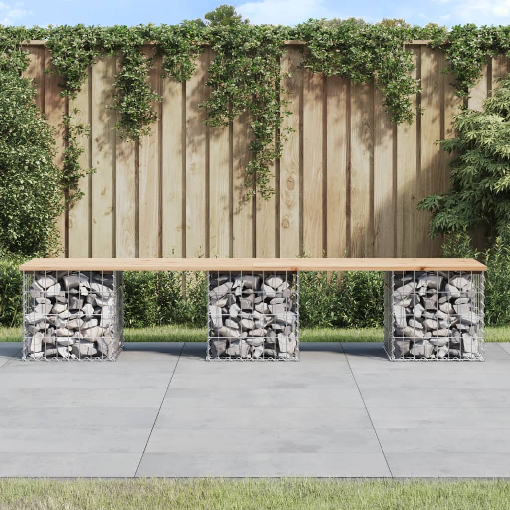Bancă de grădină, design gabion, 203x44x42cm, lemn masiv de pin Lando - Lando
