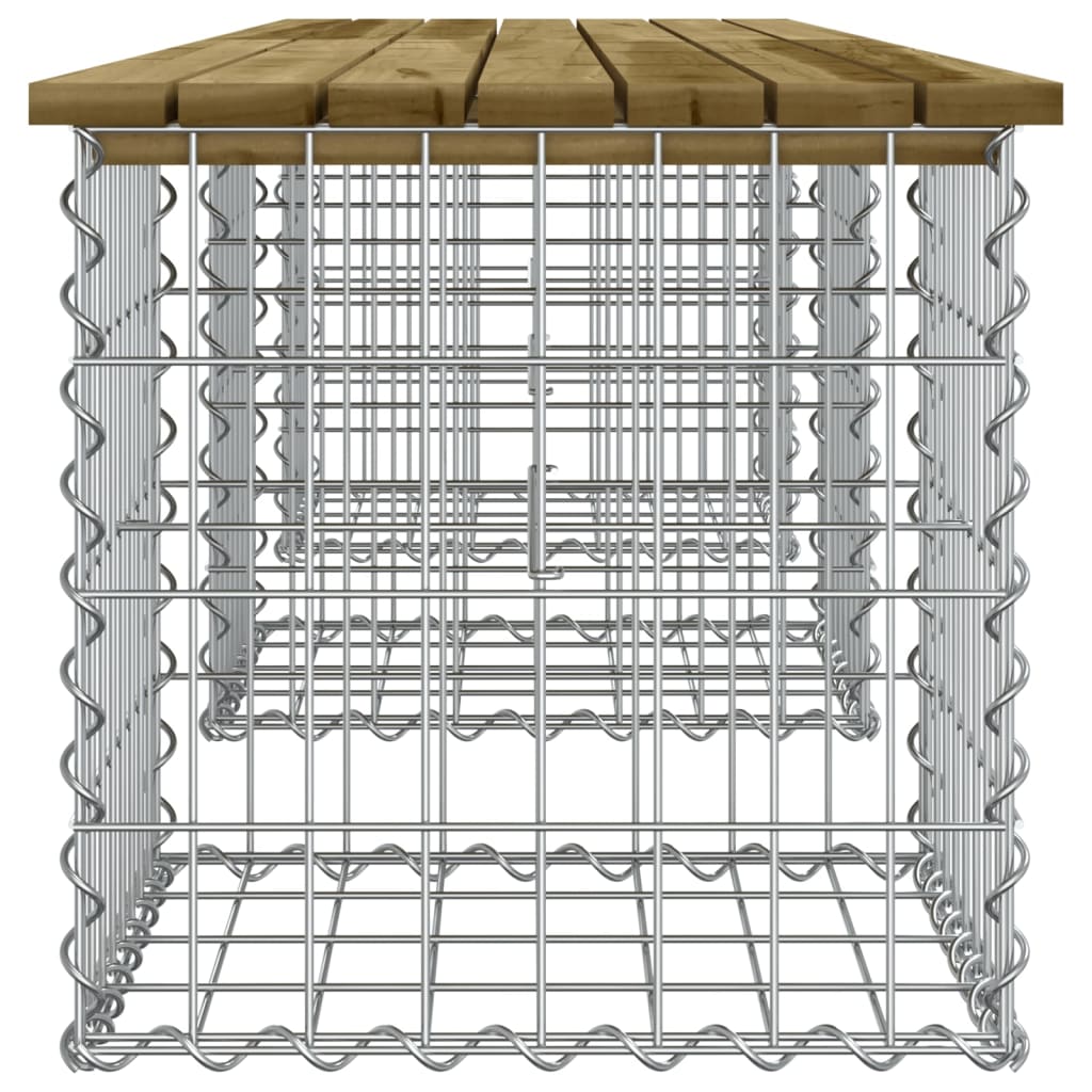 Bancă grădină, design gabion, 203x44x42 cm, lemn pin impregnat Lando - Lando