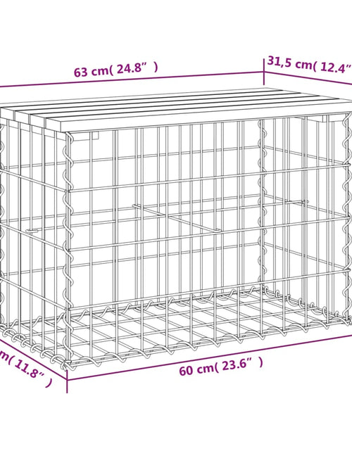 Încărcați imaginea în vizualizatorul Galerie, Bancă de grădină, design gabion, 63x31,5x42 cm, lemn masiv pin Lando - Lando
