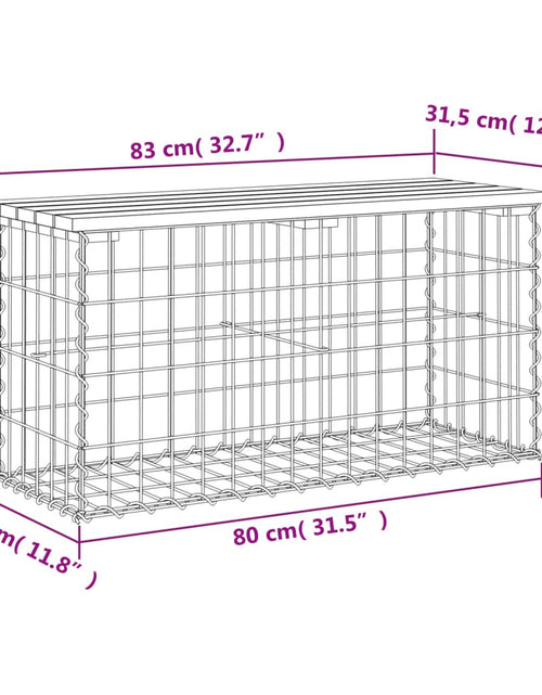 Încărcați imaginea în vizualizatorul Galerie, Bancă grădină, design gabion, 83x31,5x42 cm, lemn pin impregnat Lando - Lando
