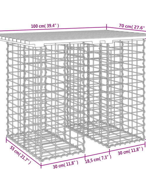 Încărcați imaginea în vizualizatorul Galerie, Bancă grădină, design gabion, 100x70x72 cm, lemn pin impregnat Lando - Lando
