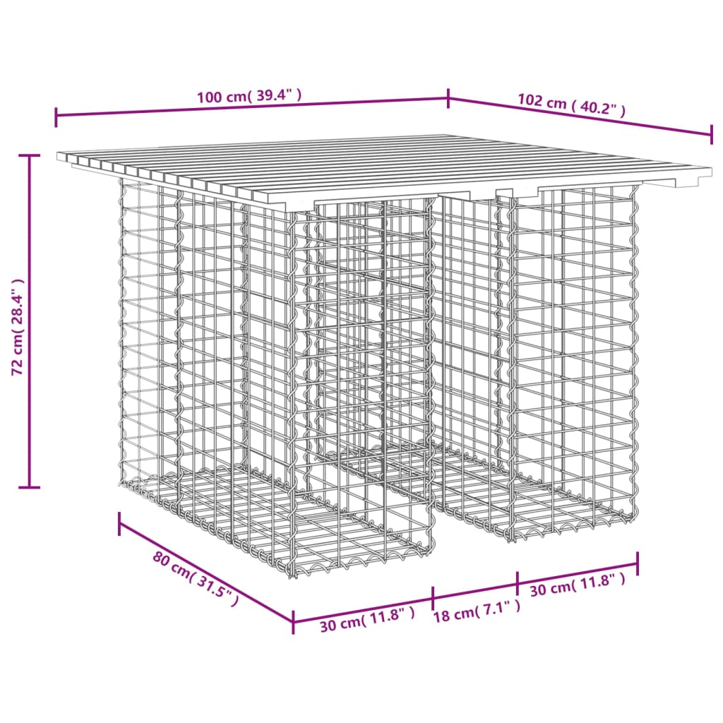 Bancă grădină, design gabion, 100x102x72 cm, lemn pin impregnat Lando - Lando