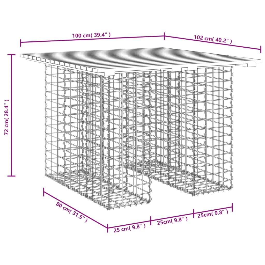 Bancă de grădină, design gabion, 100x102x72cm, lemn masiv pin Lando - Lando