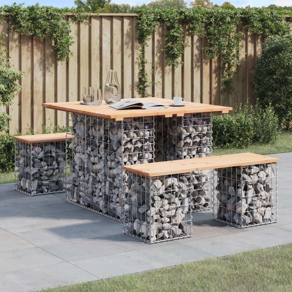 Bancă de grădină, design gabion, 100x102x72cm, lemn masiv pin Lando - Lando