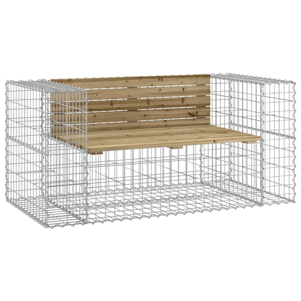 Bancă grădină, design gabion, 143x71x65,5cm, lemn pin impregnat Lando - Lando