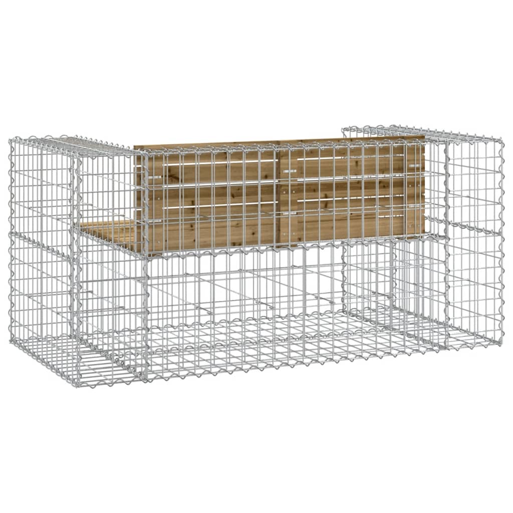 Bancă grădină, design gabion, 143x71x65,5cm, lemn pin impregnat Lando - Lando