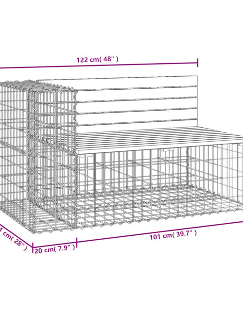 Încărcați imaginea în vizualizatorul Galerie, Bancă de grădină design gabion, 122x71x65,5 cm, lemn masiv pin Lando - Lando
