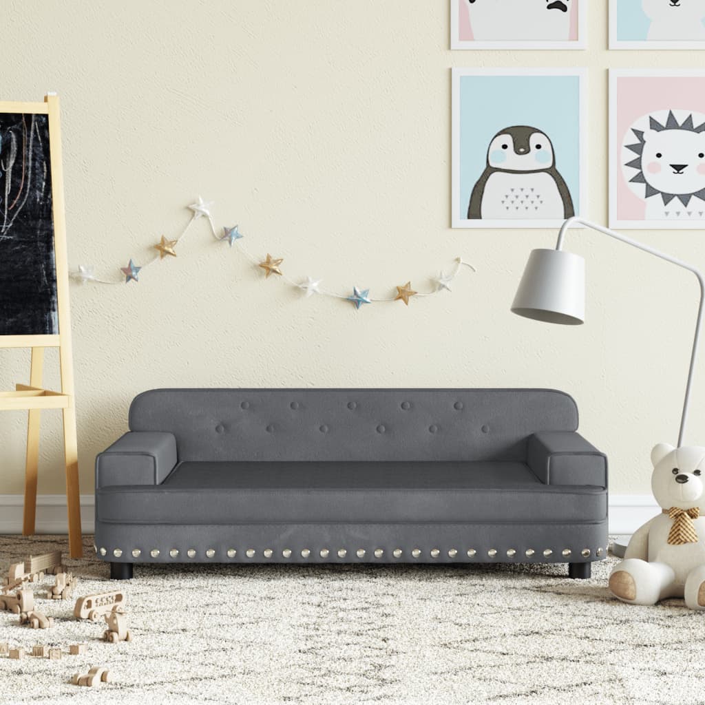Canapea pentru copii, gri închis, 90x53x30 cm, catifea - Lando