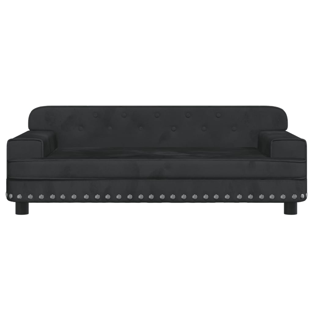 Canapea pentru copii, negru, 90x53x30 cm, catifea - Lando