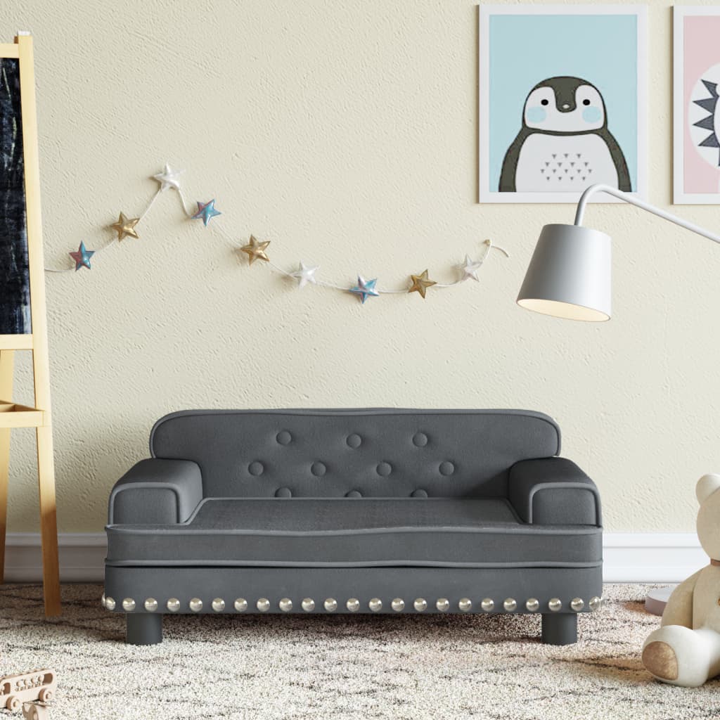 Canapea pentru copii, gri închis, 70x45x30 cm, catifea - Lando
