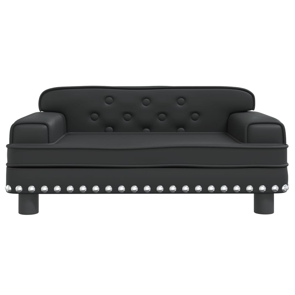 Canapea pentru copii, negru, 70x45x30 cm, piele ecologică - Lando