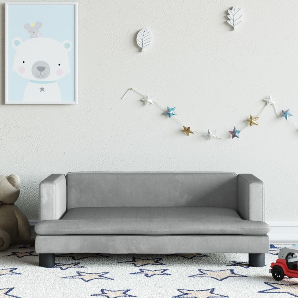 Canapea pentru copii, gri deschis, 80x45x30 cm, catifea - Lando