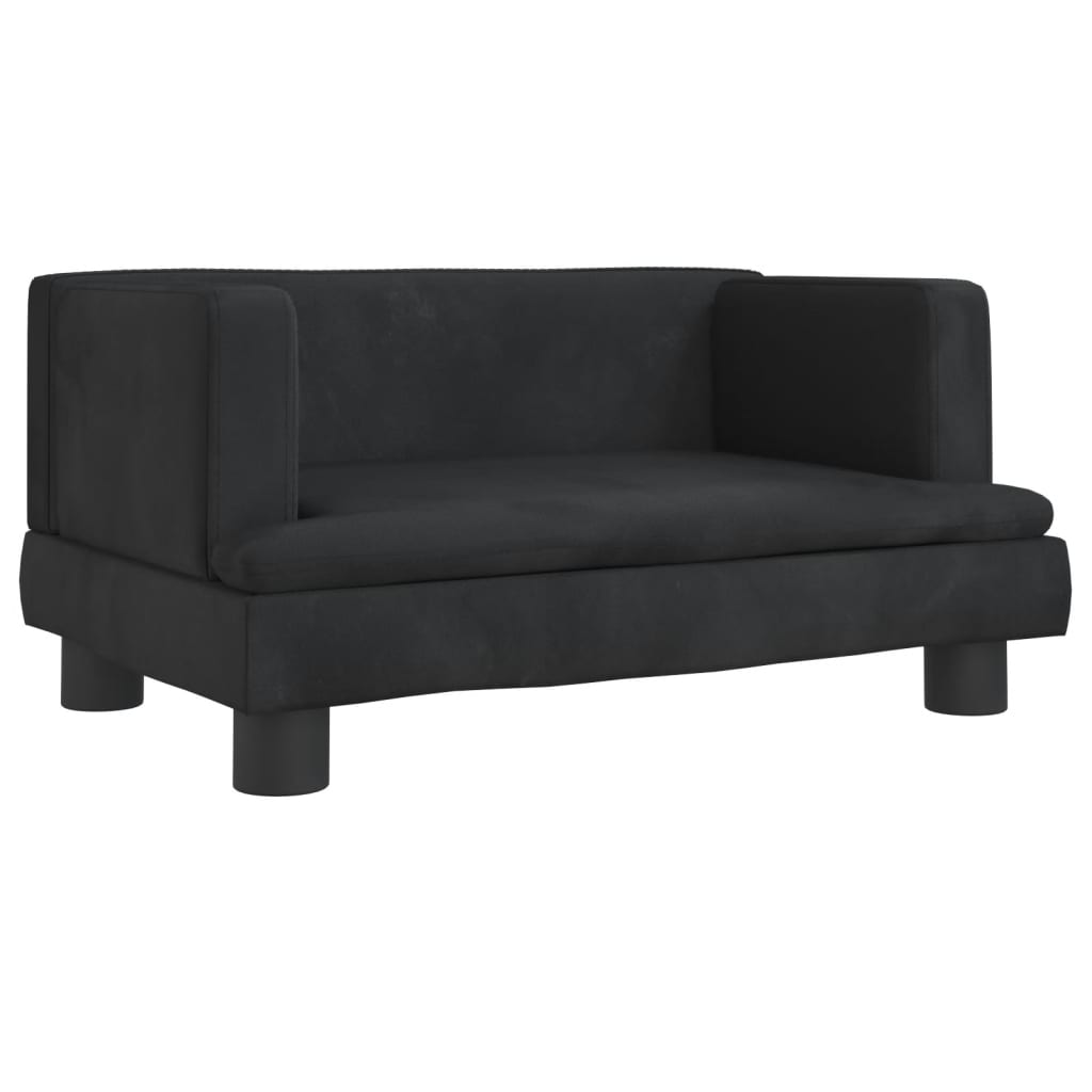 Canapea pentru copii, negru, 60x40x30 cm, catifea - Lando