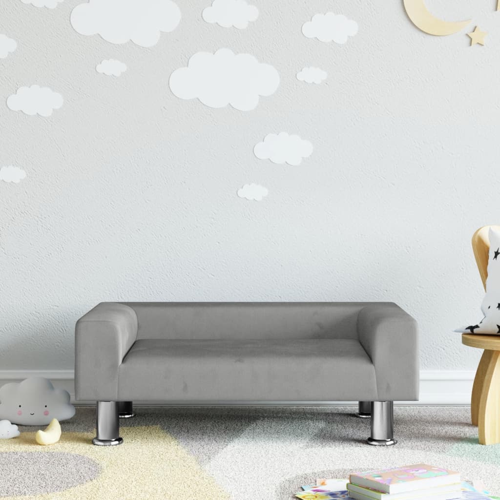 Canapea pentru copii, gri deschis, 70x45x26,5 cm, catifea - Lando