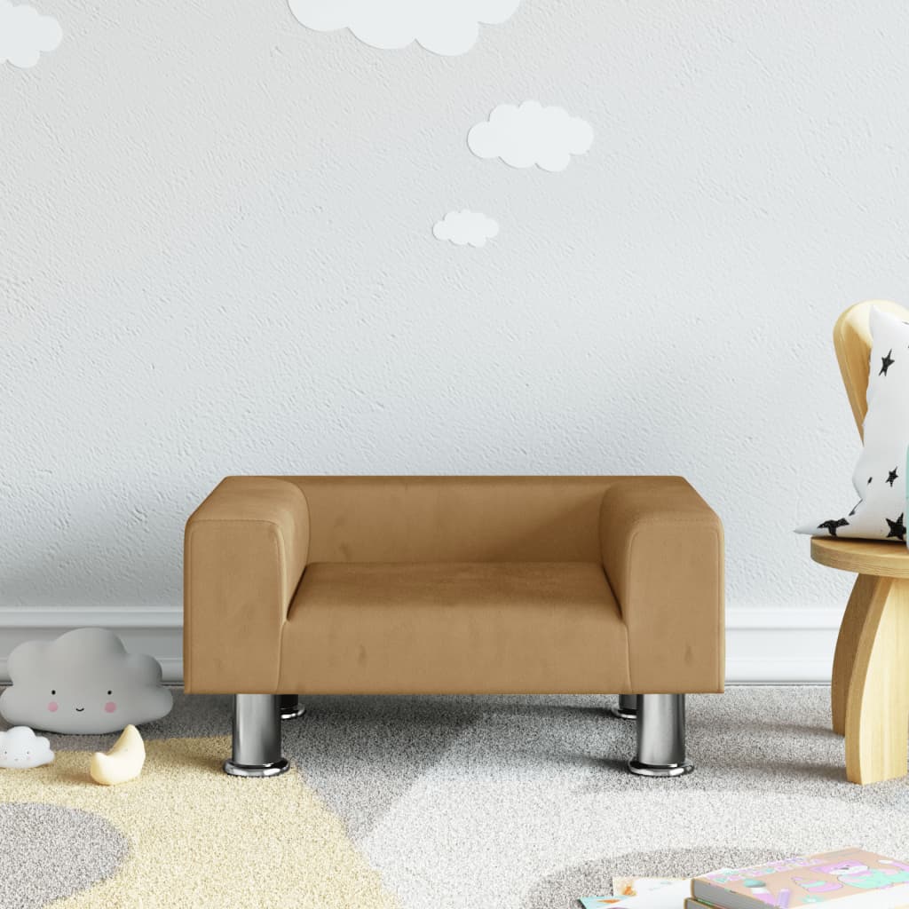 Canapea pentru copii, maro, 50x40x26,5 cm, catifea - Lando