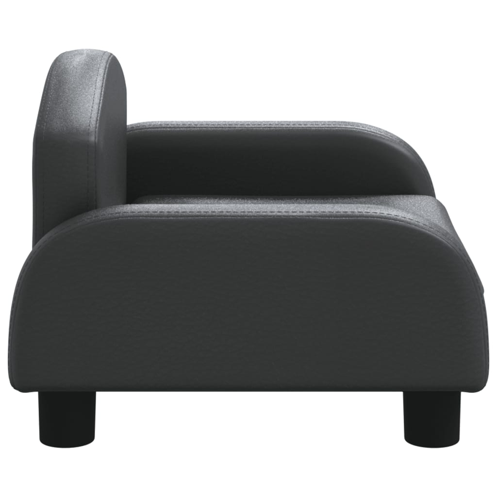 Canapea pentru copii, negru, 50x40x30 cm, piele ecologică - Lando