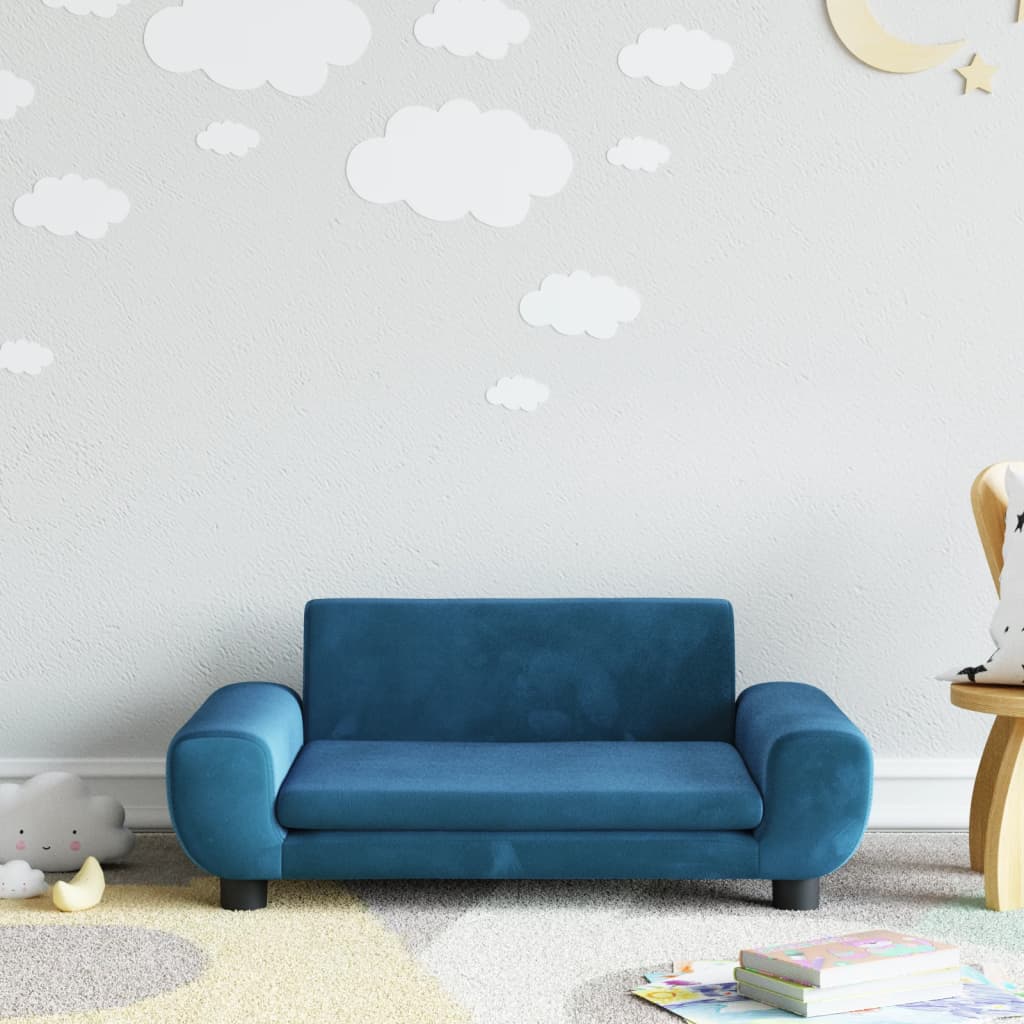 Canapea pentru copii, albastru, 70x45x33 cm, catifea - Lando