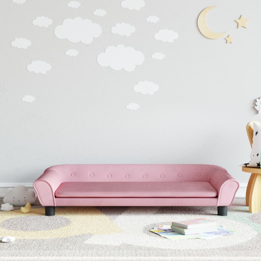 Canapea pentru copii, roz, 100x50x26 cm, catifea - Lando