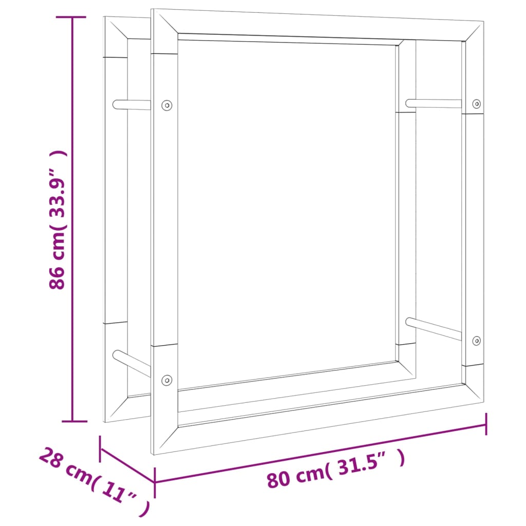 Suport pentru lemne de foc, 80x28x86 cm, oțel inoxidabil - Lando