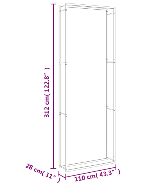 Încărcați imaginea în vizualizatorul Galerie, Suport pentru lemne de foc, 110x28x312 cm, oțel inoxidabil - Lando
