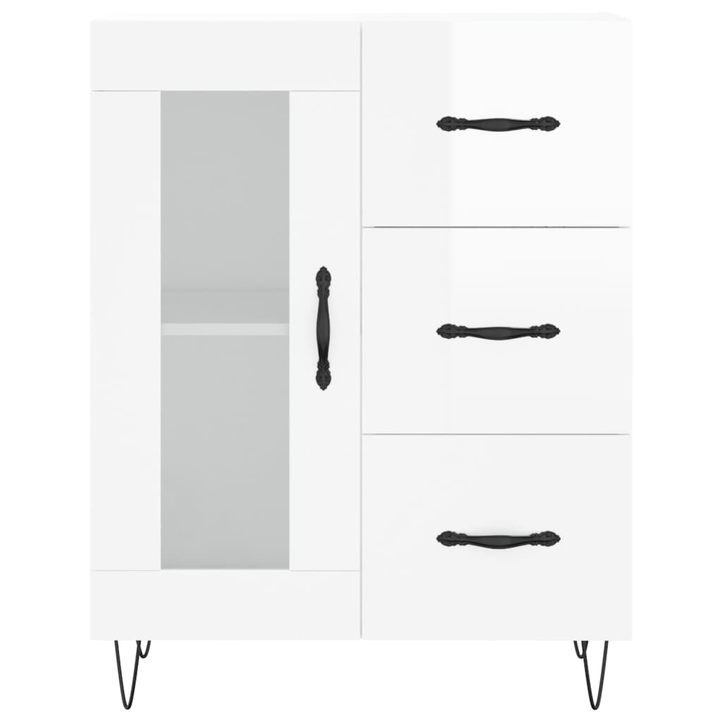 Dulap înalt, alb extralucios, 69,5x34x180 cm, lemn compozit - Lando