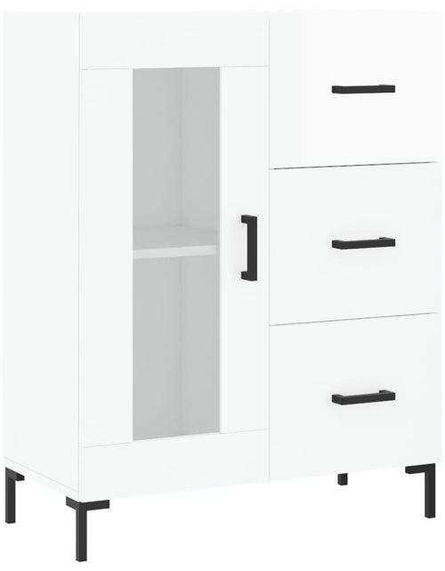 Загрузите изображение в средство просмотра галереи, Dulap înalt, alb extralucios, 69,5x34x180 cm, lemn compozit - Lando

