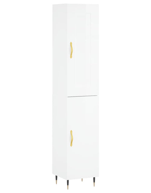 Încărcați imaginea în vizualizatorul Galerie, Dulap înalt, alb extralucios, 34,5x34x180 cm, lemn prelucrat - Lando
