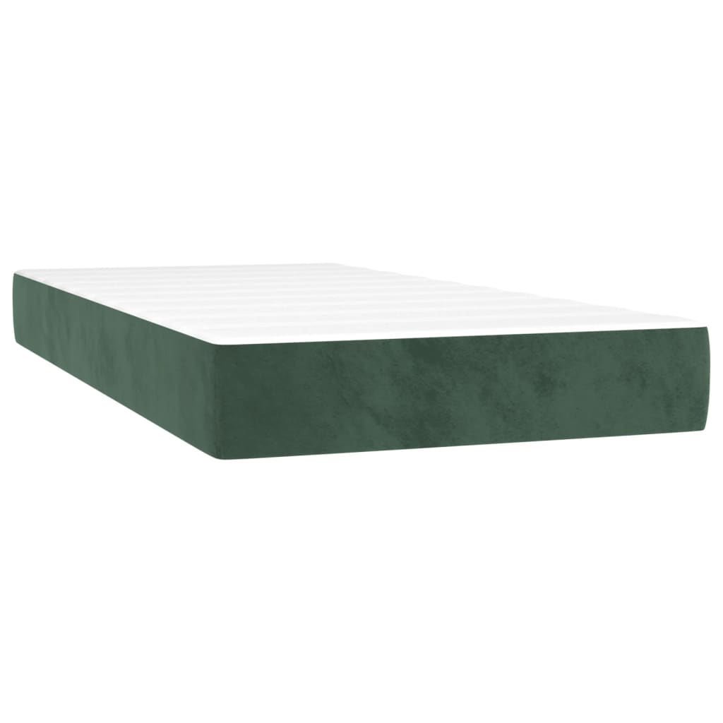 Pat box spring cu saltea, verde închis, 90x190 cm, catifea - Lando