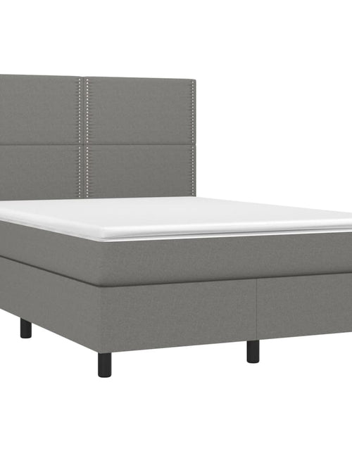 Загрузите изображение в средство просмотра галереи, Pat box spring cu saltea, gri închis, 140x190 cm, textil - Lando
