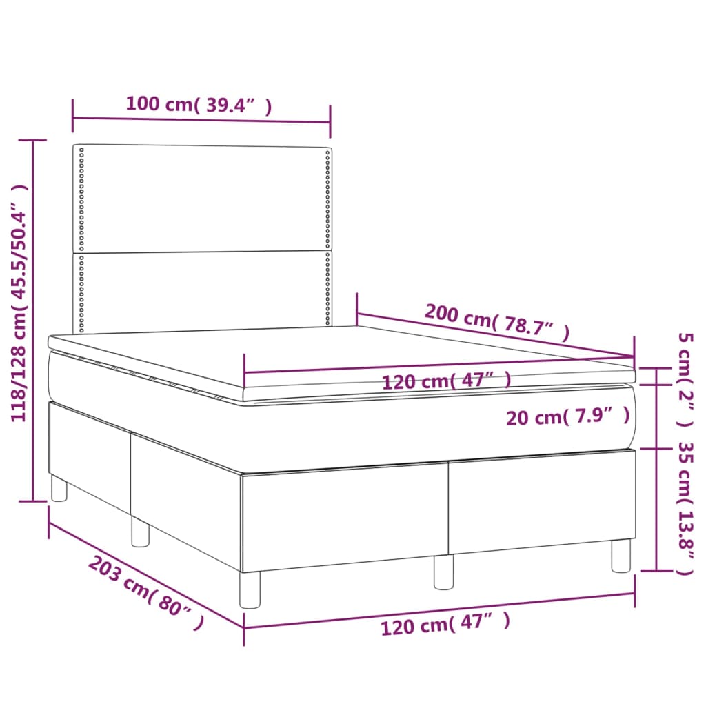 Pat box spring cu saltea, crem, 120x200 cm, textil - Lando