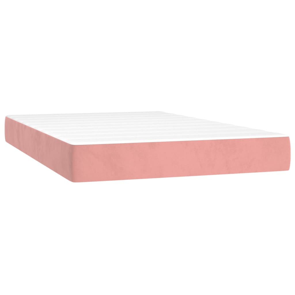 Pat box spring cu saltea, roz, 120x200 cm, catifea - Lando